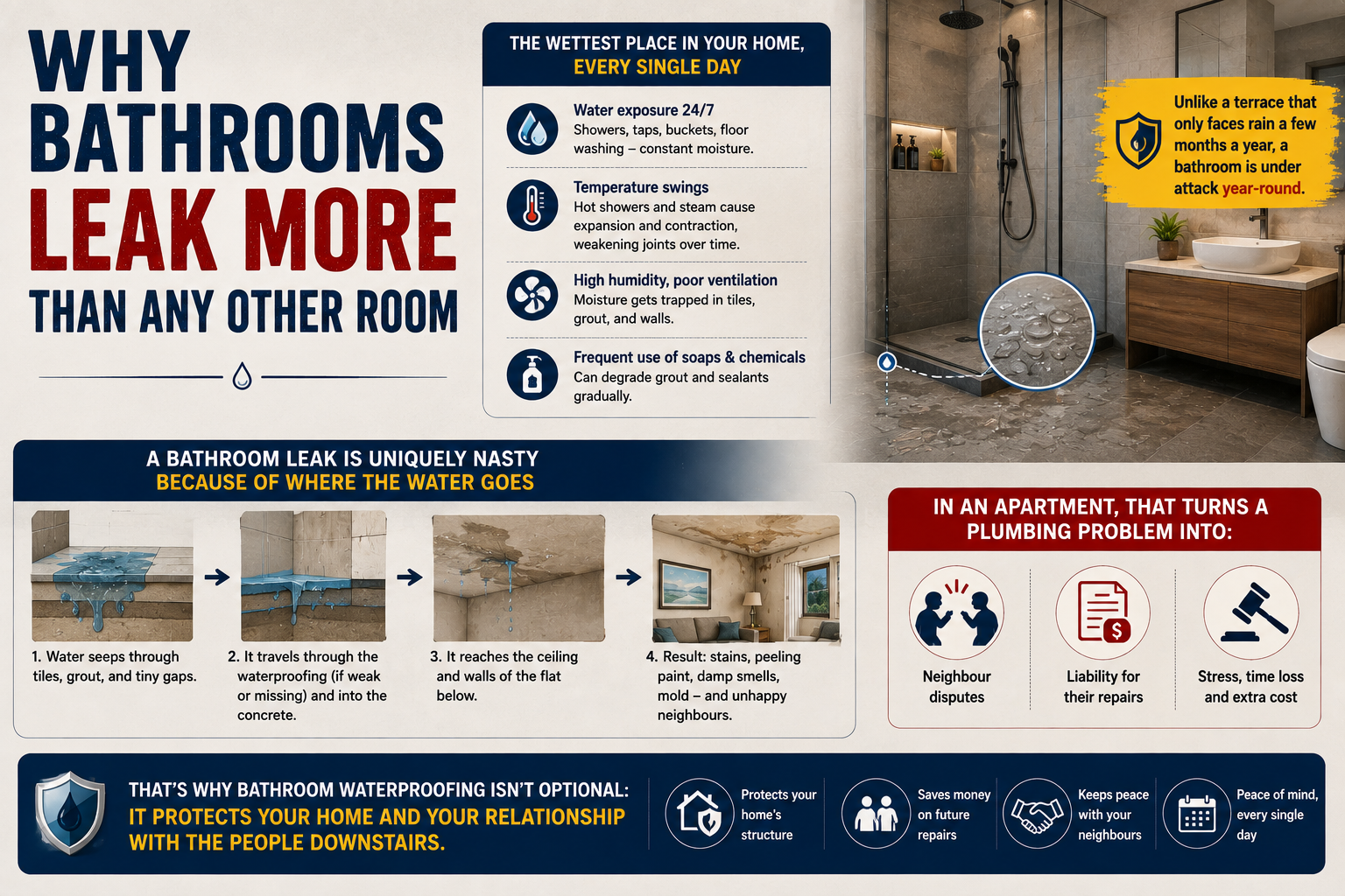 Why Bathroom Leaks Cause Serious Water Damage in Apartments