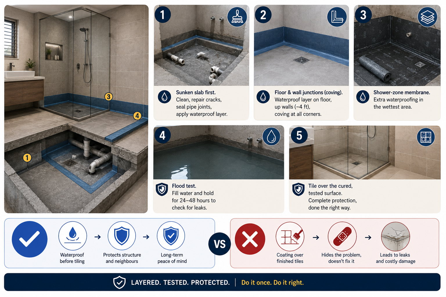 Bathroom Waterproofing Layer System and Installation Process