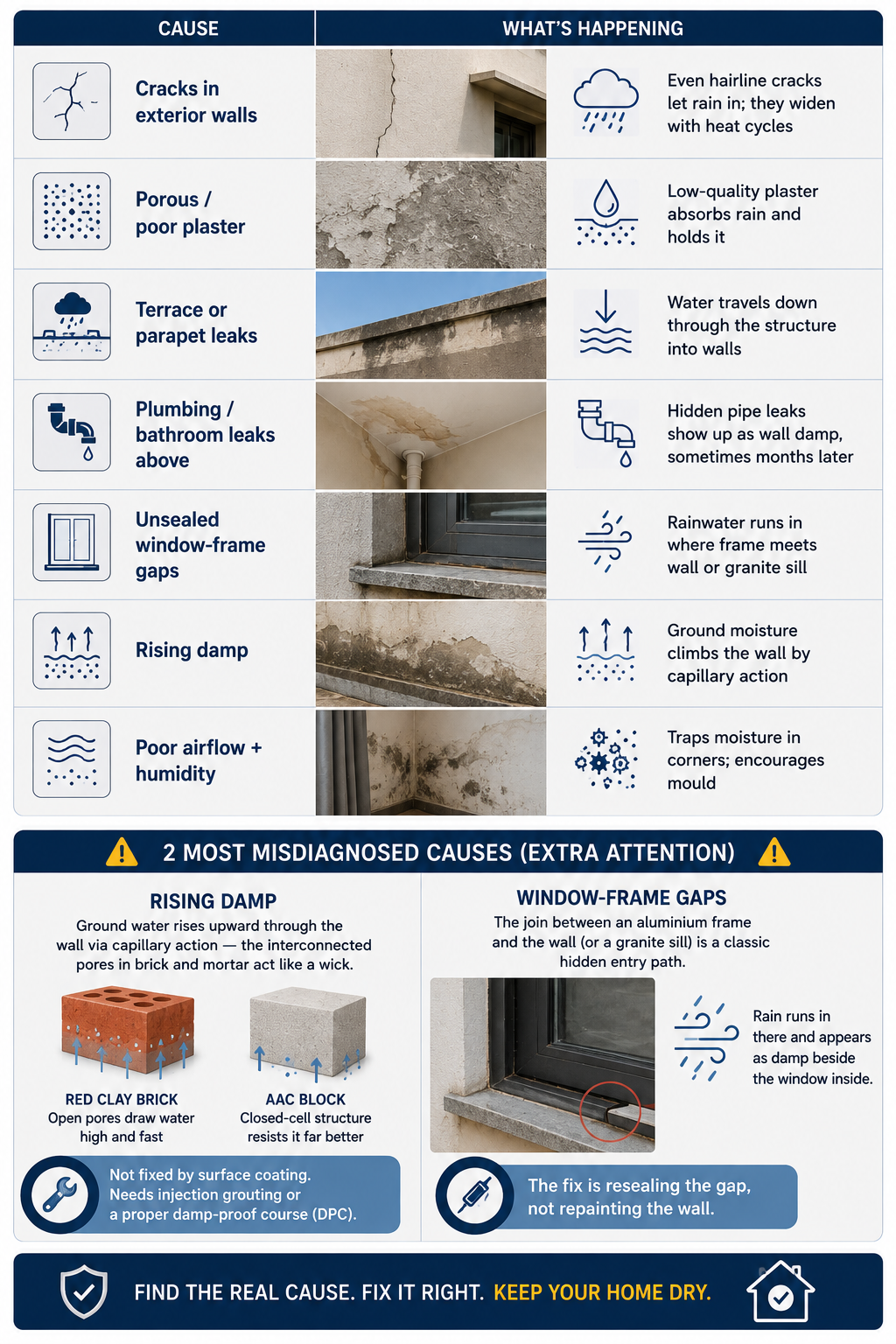 Common Causes of Exterior Wall Seepage and Dampness in Indian Homes