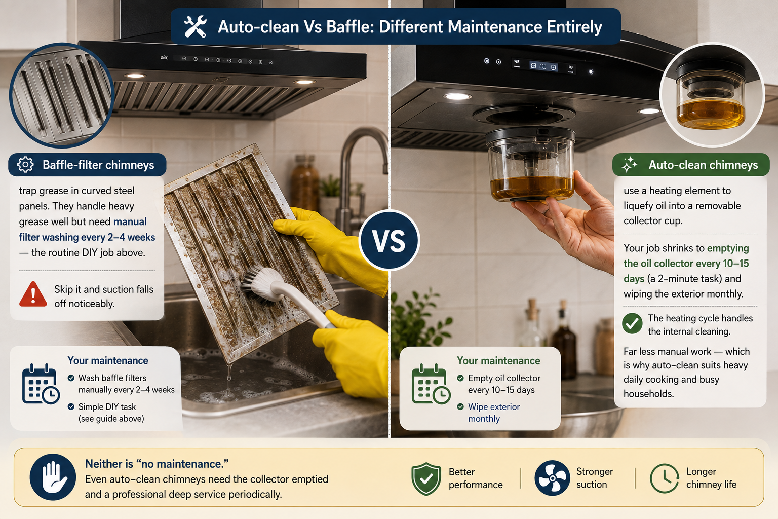 Auto-clean Vs Baffle Chimneys