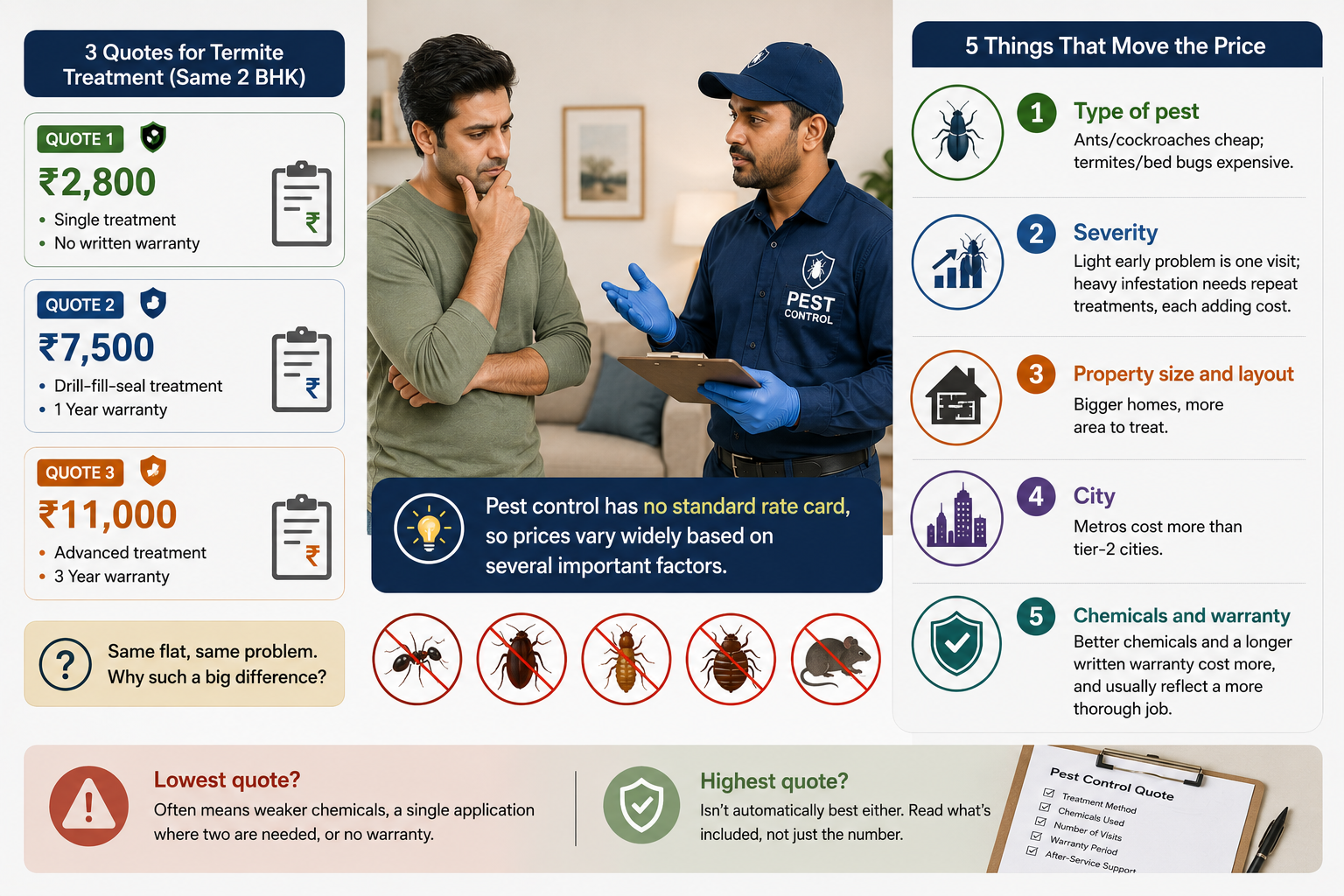 why pest control quotes vary so much