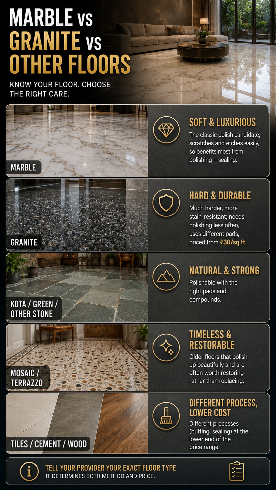 Marble vs Granite vs Other Floors