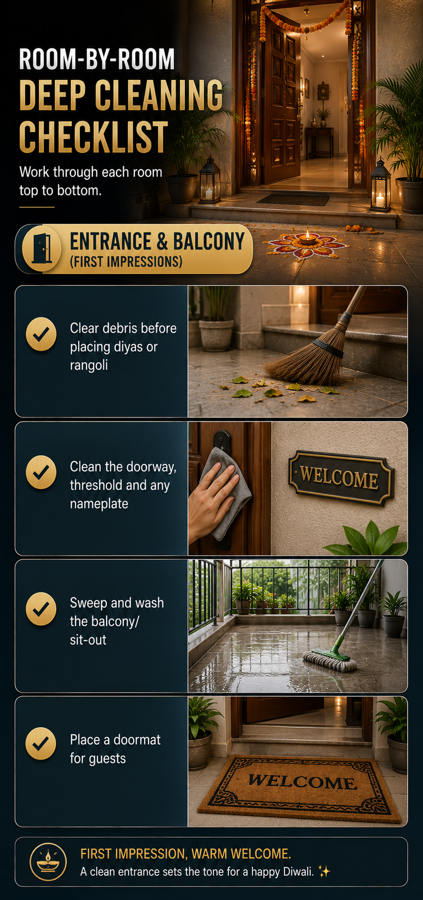 enterance and balcony cleaning checklist