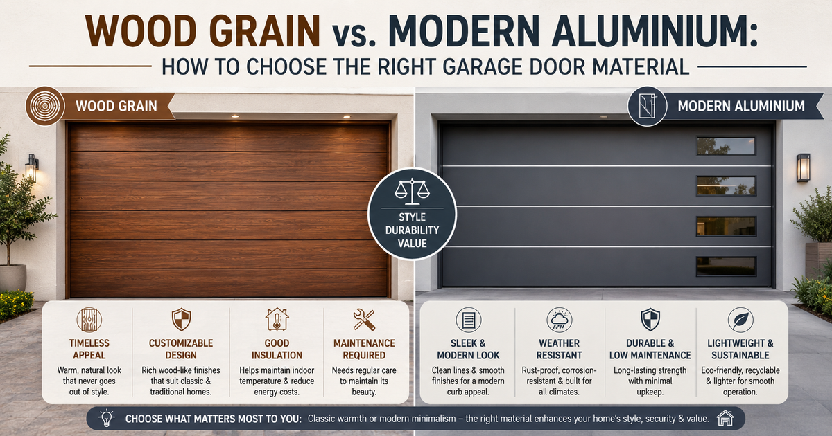 Wood Grain vs. Modern Aluminium: How to Choose the Right Garage Door Material
