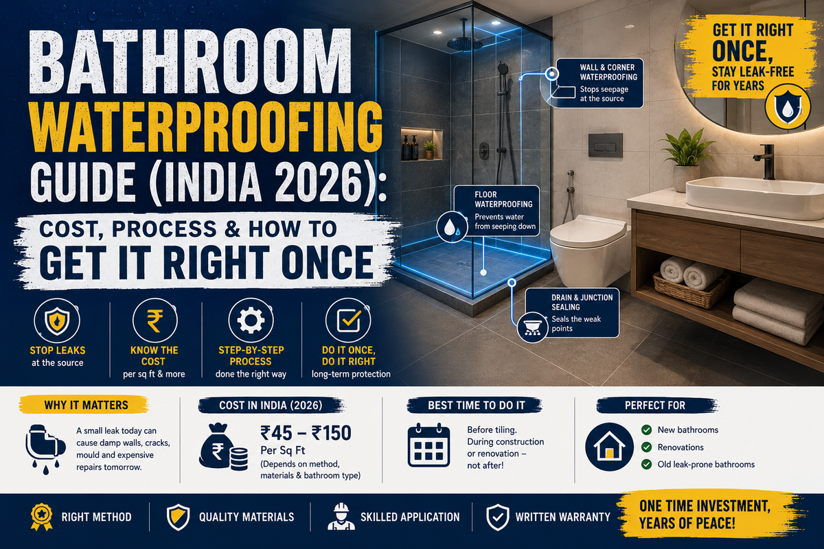 Bathroom Waterproofing Guide (India 2026): Cost, Process & How to Get It Right Once