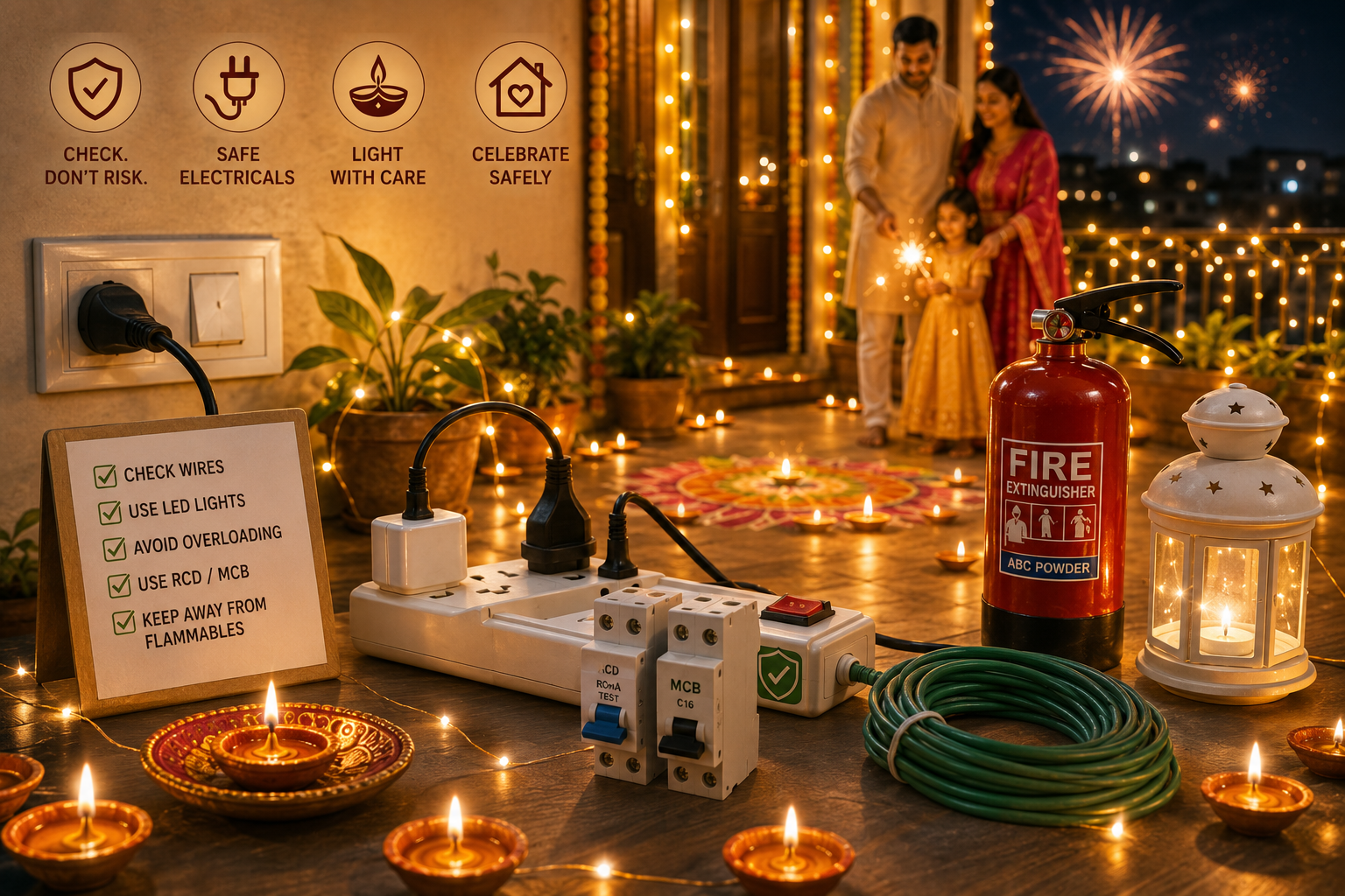 Diwali Electrical & Lighting Safety (India 2026): The Complete Guide to a Fire-Free Festival