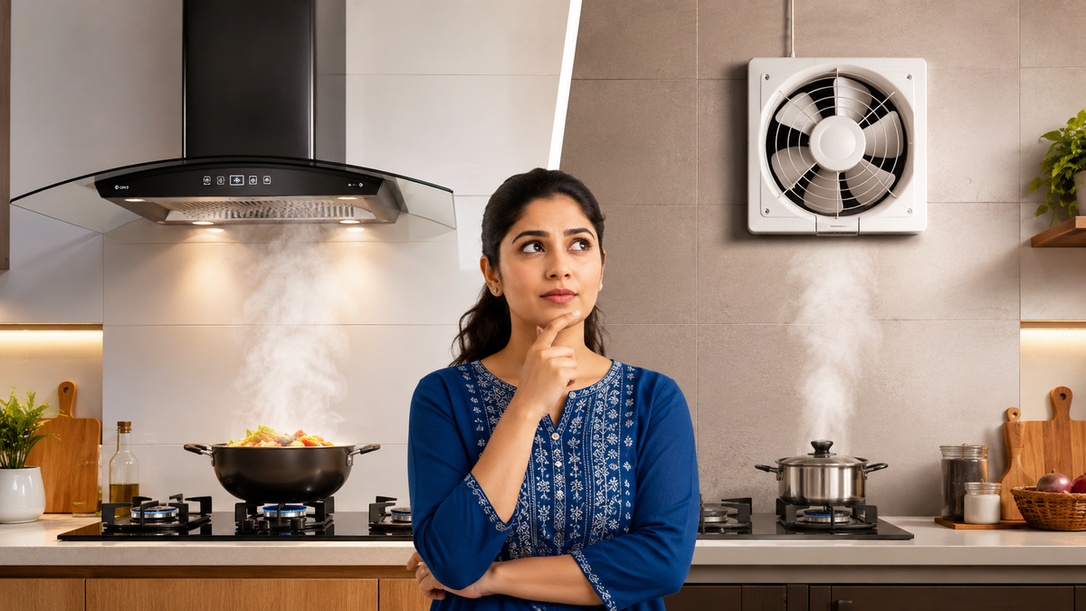 Kitchen Chimney vs Exhaust Fan (India 2026): Which to Buy, Cost, Suction & the Honest Answer