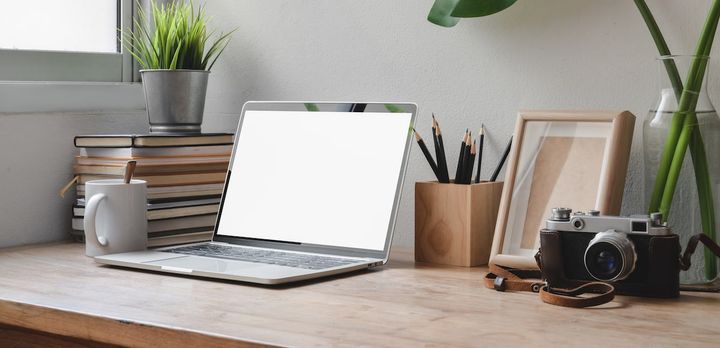 laptop on a desk