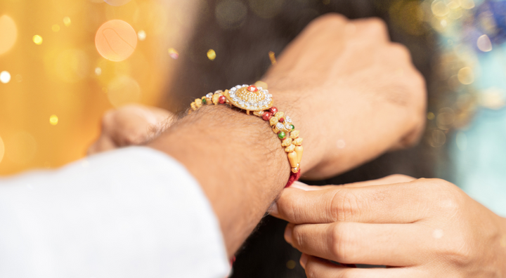 Sister typing Rakhi
