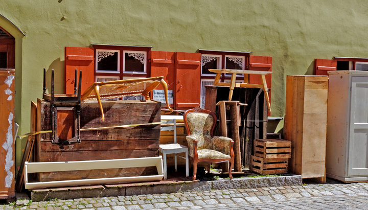 Old Furniture on the side of a street