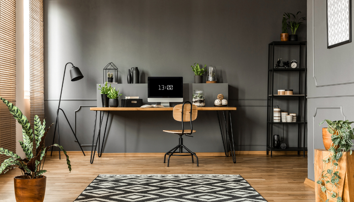 A minimalistic home office designed to maximize productivity