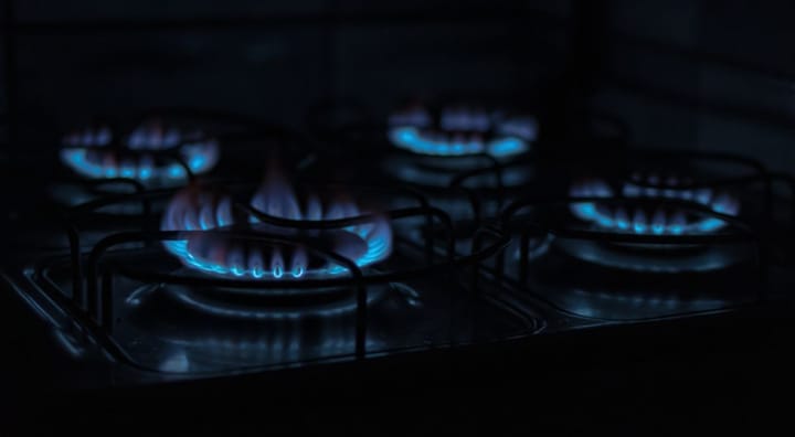 flames on a gas stove