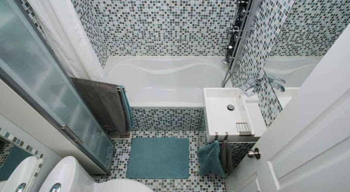 A small bathroom- view from above