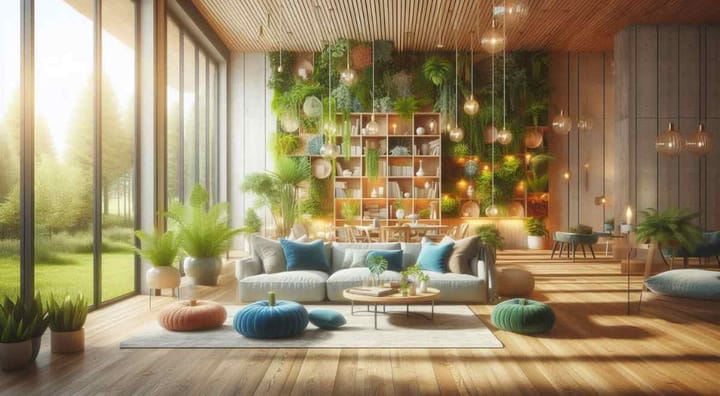 A room fulfilling the aspects of dopamine decor with Biophilic Interior Designs