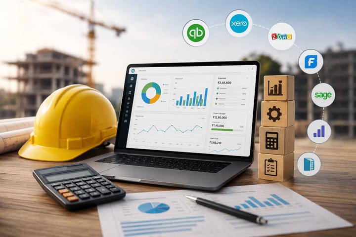 Construction accounting tools for managing project costs, budgets, expenses, cash flow, and construction progress.