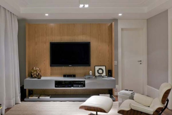 television mounted on wall