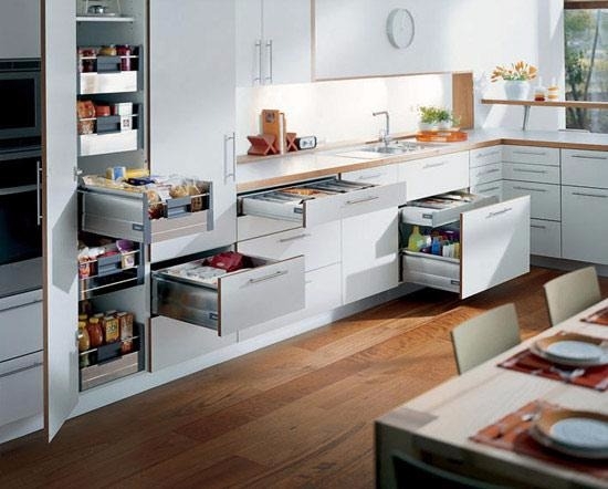 all cabinets opened in a modular kitchen
