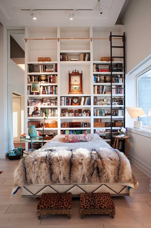 using shelves as headboard