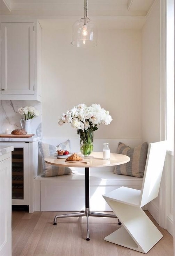  circular table in a corner