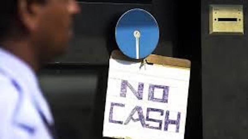 No Cash sign outside an ATM
