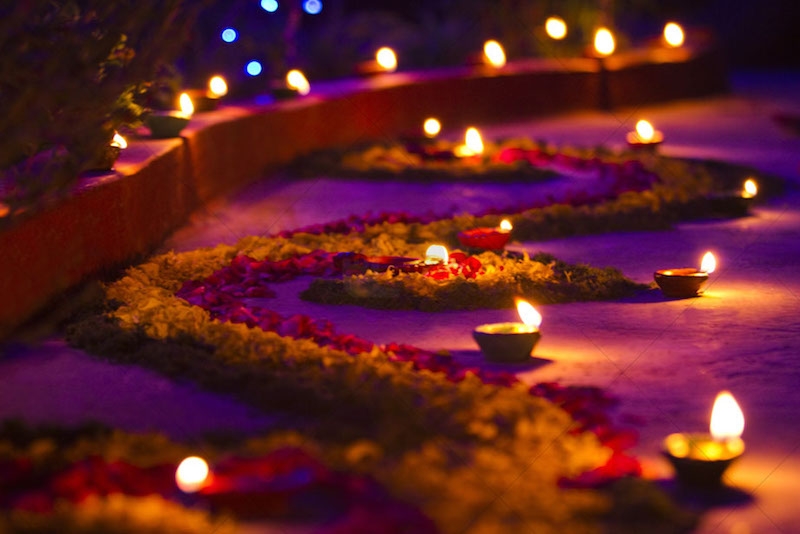 decorate the house with diyas