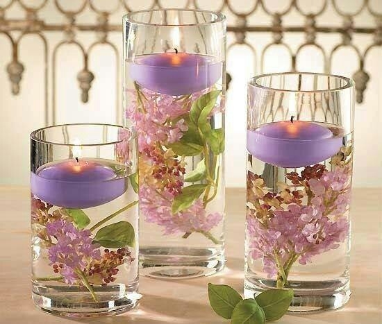 floating candles with flowers