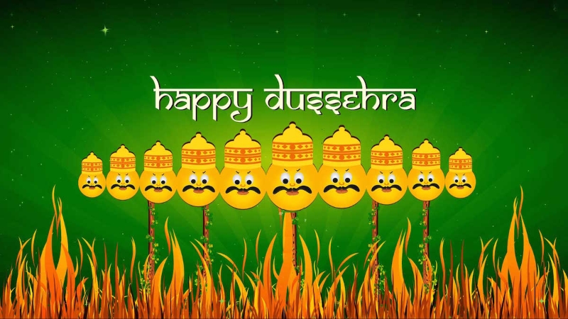 Happy dussehra. happy dussehra illustration having floral decoration, wall  mural • murals jampacked, ramayana, culture | myloview.com