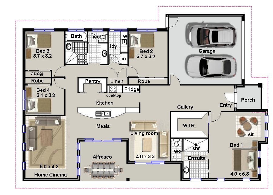 Birds Eye View Of House Plan