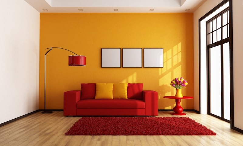 yellow and red livingroom interior