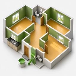 Unfurnished 3 BHK House Painting in Kochi