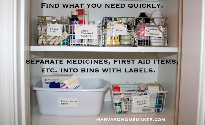 Organize medicines in separate trays and labels