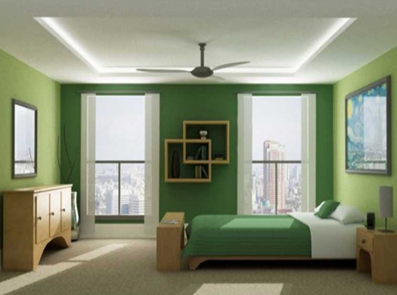 opposite green color wall in a room