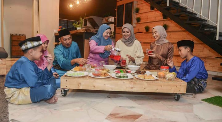 A family enjoying the EID feast