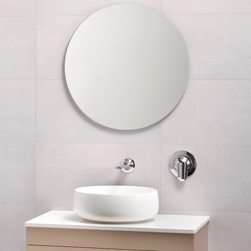 Round Mirror In Place Of A Medicine Cabinet